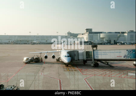 The airport ramp or apron of the Brussels National Airport (Belgium, 15/04/2010) Stock Photo