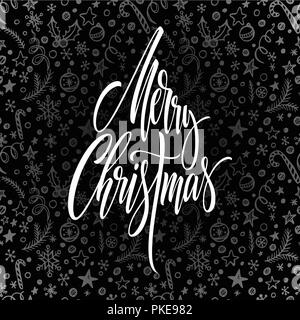 Merry Christmas hand drawn lettering Stock Vector