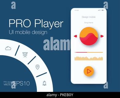 UI audio player templates templates in vector with design elements Stock Vector
