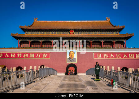 Tiananmen, meaning Gate of Heavenly Peace, in Tiananmen Square; Beijing, China Stock Photo