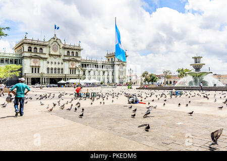 Guatemala City, Guatemala -  September 5, 2018: Presidential palace called National Palace of Culture in Plaza de la Constitucion in capital city. Stock Photo