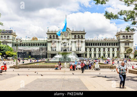 Guatemala City, Guatemala -  September 5, 2018: Presidential palace called National Palace of Culture in Plaza de la Constitucion in capital city. Stock Photo