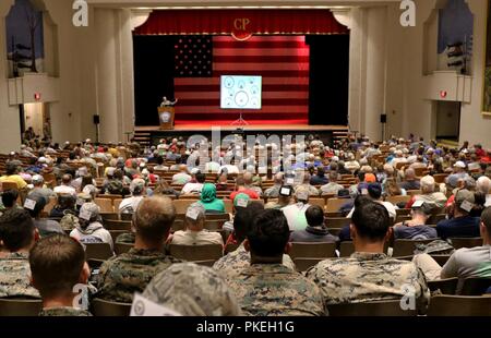 Sgt. 1st Class Brandon Green, a Bogalusa, Louisiana native and Service Rifle Team Soldier with the U.S. Army Marksmanship Unit, instructs more than 400 students during the 2018 Rifle Small Arms Firing School at Camp Perry, Ohio July 26. The annual school that covers safety and various marksmanship techniques is part of the Civilian Marksmanship Program’s National Rifle Matches and is open to current servicemembers, veterans and civilians. Soldiers from the USAMU have instructed the course for over 30 years. Stock Photo