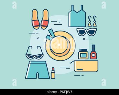 Set of clothes for travel Stock Vector