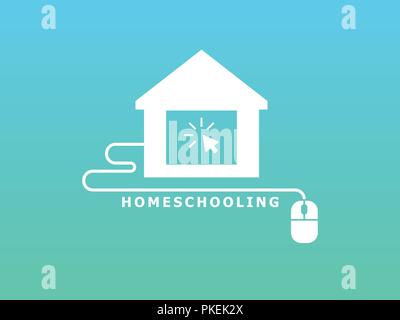 Homeschooling. Online tuition remotely. The symbol of family learning Stock Vector