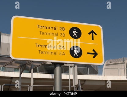 Budapest Airport terminal signs 2a and 2b Stock Photo