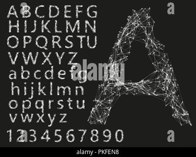 letters set with connected lines. vector illustration Stock Vector
