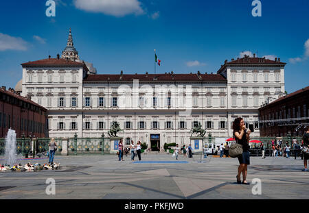 The Royal Palace 'Palazzo Reale' on the Piazza Castello in Turin (Italy, 18/06/2010) Stock Photo