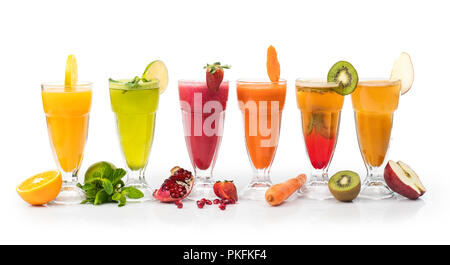 Set of Fresh Juices isolated on white, Clipping path included, Fresh Juices Stock Photo