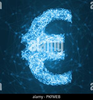 glowing euro symbol with connected lines. vector illustration Stock Vector