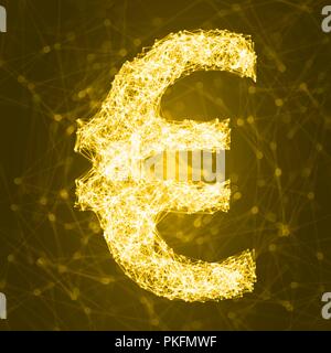 glowing euro symbol with connected lines. vector illustration Stock Vector