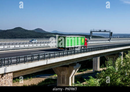 Highway Bridge near Prackovice, Czech Republic Lorry Bridge overpass countryside Stock Photo