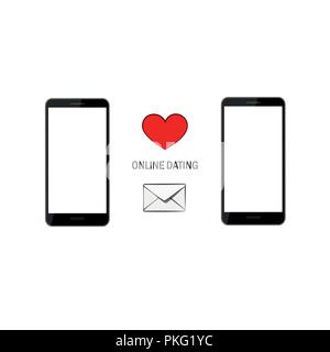 online dating app concept with heart and envelope vector illustration EPS10 Stock Vector