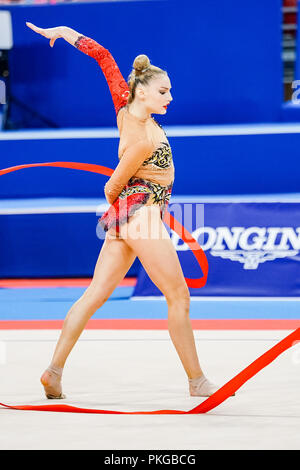 Sofia, Turkey. September 13, 2018: Derya Demirors of  Turkey during Rhythmic Gymnastics World Championships at the Arena Armeec in Sofia at the 36th FIG Rhythmic Gymnastics World Championships. Ulrik Pedersen/CSM Credit: Cal Sport Media/Alamy Live News Stock Photo