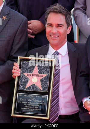 Los Angeles, USA. 13th Sep, 2018. Actor Eric McCormack attends his star honoring ceremony on the Hollywood Walk of Fame in Los Angeles, the United States, on Sept. 13, 2018. Credit: Zhao Hanrong/Xinhua/Alamy Live News Stock Photo