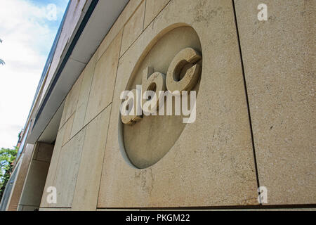 ABC's company logo on the wall of one of their buildings in Manhattan. Stock Photo