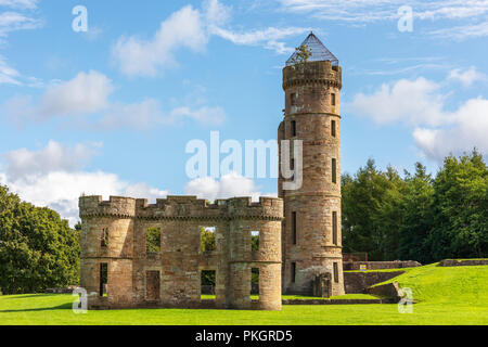 Remains of Eglinton Castle, Kilwinning, Ayrshire, Scotland. Eglinton Castle was a large gothic castellated mansion built for the Earl of Eglinton , Stock Photo