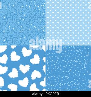 Vector Winter seamless pattern. Set of abstract texture white illustration isolated on blue background. Stock Vector