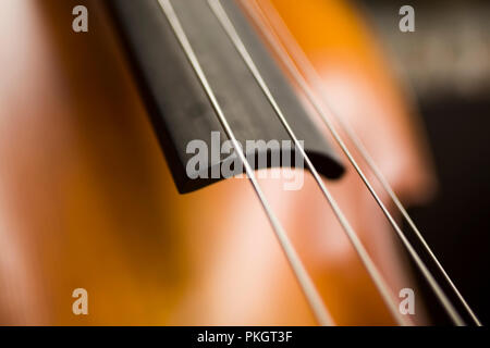 Closeup detail view at the upright bass Stock Photo