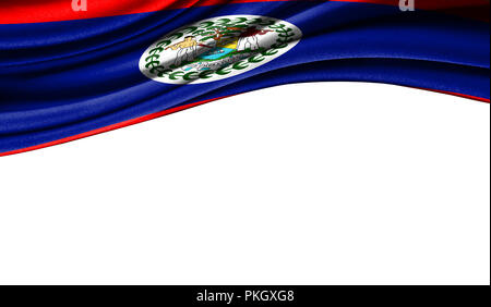 Grunge colorful flag of Belize with copyspace for your text or images,isolated on white background. Close up, fluttering downwind. Stock Photo