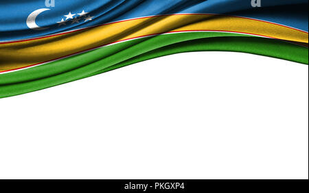 Grunge colorful flag of Karakalpakstan with copyspace for your text or images,isolated on white background. Close up, fluttering downwind. Stock Photo