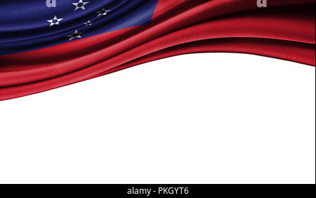 Grunge colorful flag of Samoa with copyspace for your text or images,isolated on white background. Close up, fluttering downwind. Stock Photo