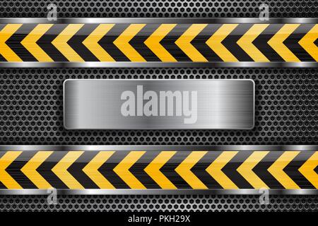 Under construction background. Metal texture with yellow elements Stock Vector
