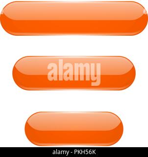 Orange oval buttons. 3d glass menu icons Stock Vector