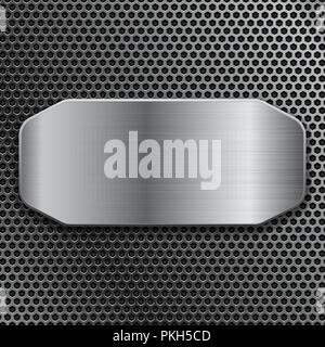 Brushed metal plate on perforated background Stock Vector