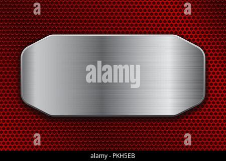 Red perforated background with metal brushed plate Stock Vector Image ...