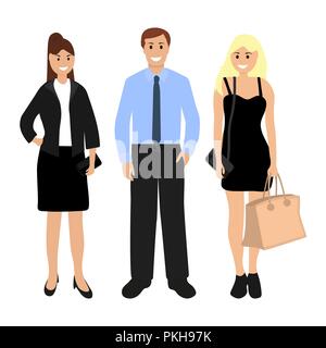 Man and two beautiful women Stock Vector