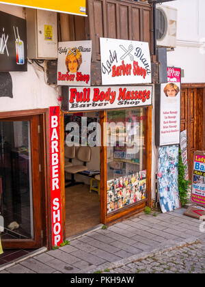 Lady Diana Barber Shop, located near the harbor and very popular with tourists Stock Photo