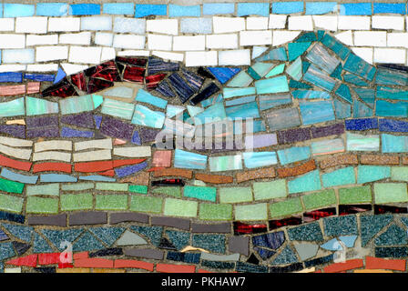 Close up of a Public Colorful Tile  Mosaic Stock Photo