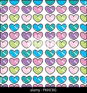scribbled nice hearts shapes decoration background Stock Vector