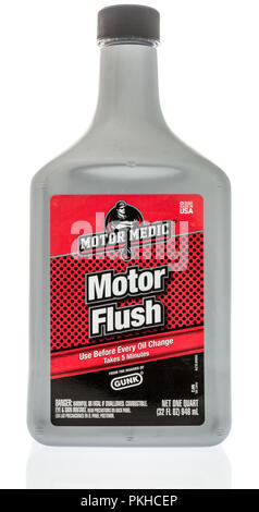 Winneconne, WI - 31 August 2018: A bottle of Motor Medic motor flush from GUNK on an isolated background Stock Photo