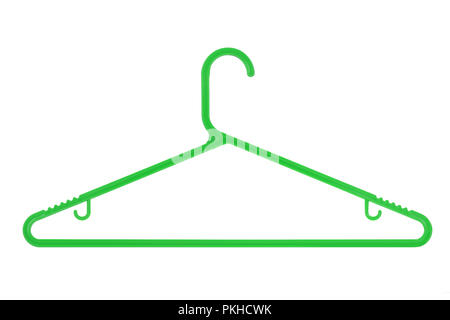 Green plastic coat hanger isolated on a white background Stock Photo