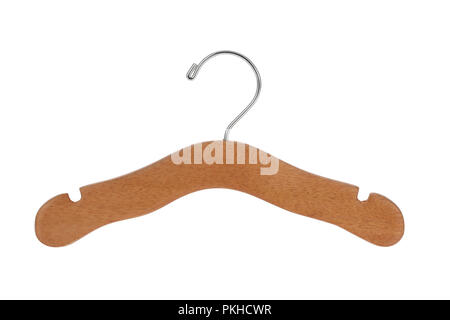 Wood hanger for child's clothes isolated on a white background Stock Photo