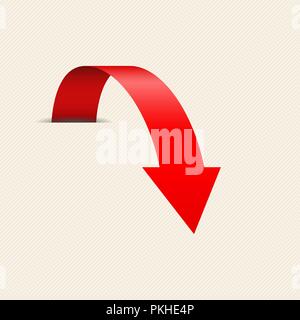 Red DOWN arrow on beige background Stock Vector
