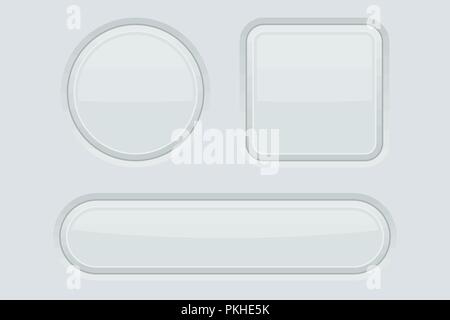 White buttons. 3d web interface elements Stock Vector