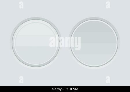 White round buttons. Normal and pushed. 3d web interface elements Stock Vector