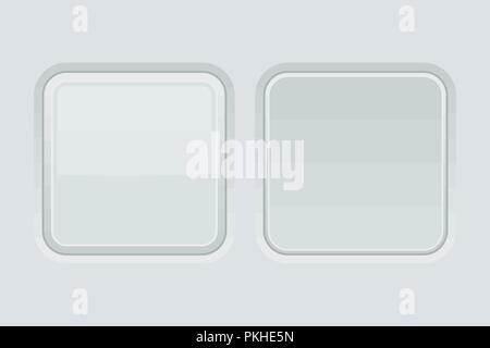 White square buttons. Normal and pushed. 3d web interface elements Stock Vector