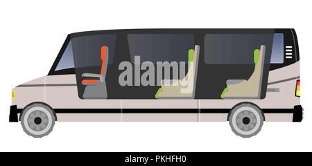 Passenger Van car, Show seat inside car Vector and Illustration Stock Vector