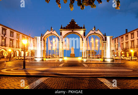 The Portas da Cidade (Gates to the City), are the historical entrance to the village of Ponta Delgada and the ex-libris of the city since the 18th cen Stock Photo