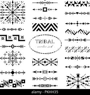 Vector set of design elements in tribal style. Brush set. Stock Vector