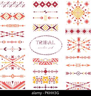 Vector set of design elements in tribal style. Brush set. Stock Vector
