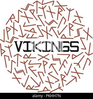 Bright vector illustration for vikings with runes. Stock Vector