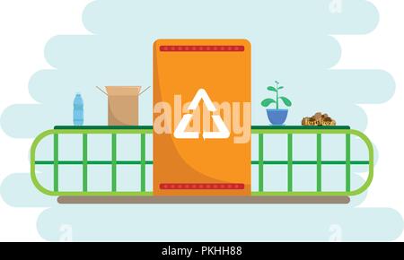 Vector illustration about waste recycling. Nature protection. Stock Vector