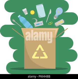 Vector illustration about the industry of waste recycling. Nature protection. Stock Vector