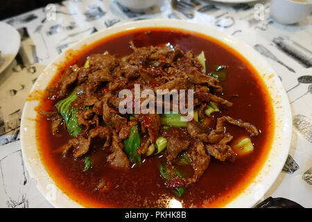 Stir fry meat with bok choi Stock Photo