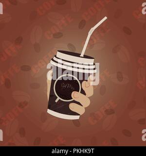 Plastic Cup in Hand Stock Vector